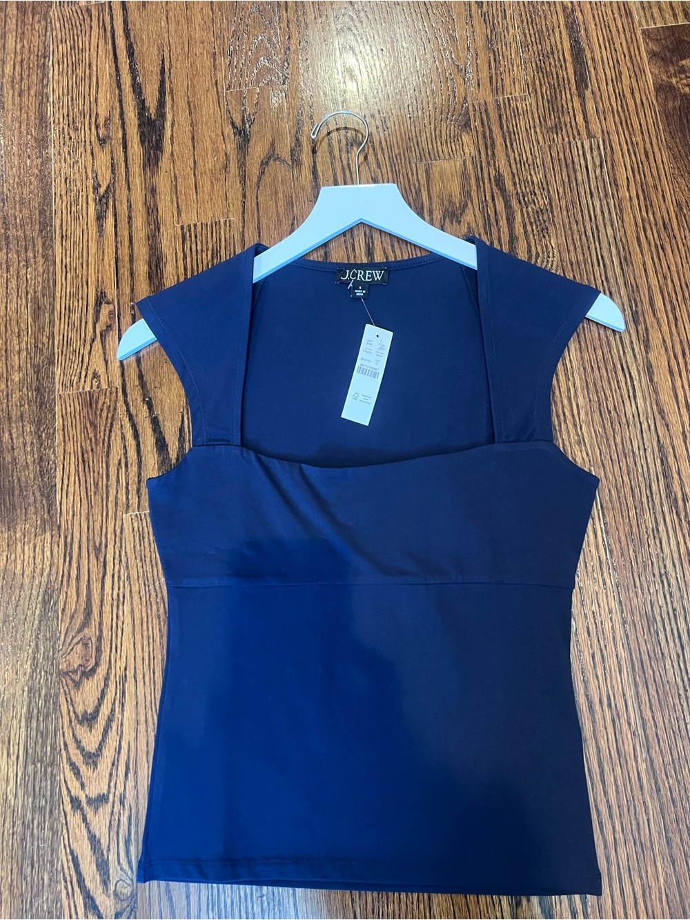 J.Crew Navy Square-Neck Cap Sleeve Top